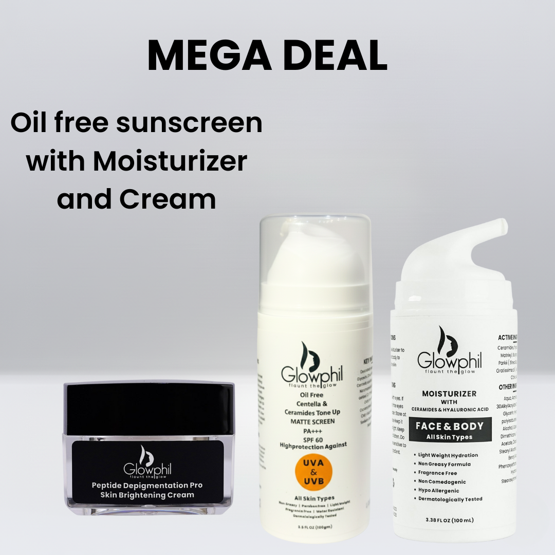 Oil free sunscreen with moisturizer and cream