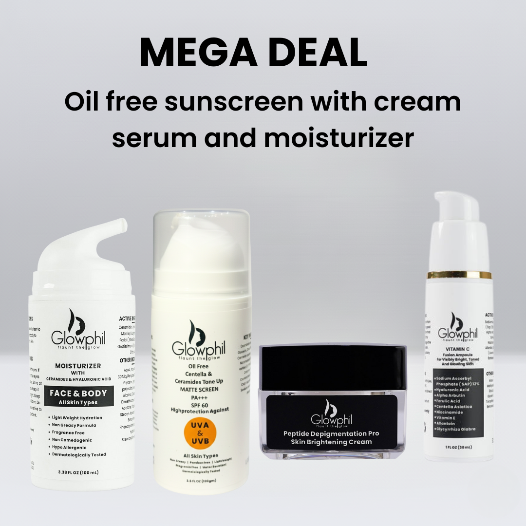 Oil free sunscreen with cream serum and moisturizer